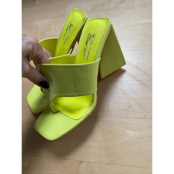 CALL It Spring "Sorayaa" Thong Sandals BNWT Heels Women Sz 8 New Yellow - flaw - Picture 6 of 7